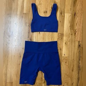 Cobalt Blue Set Active Short & Sports Bra Set
